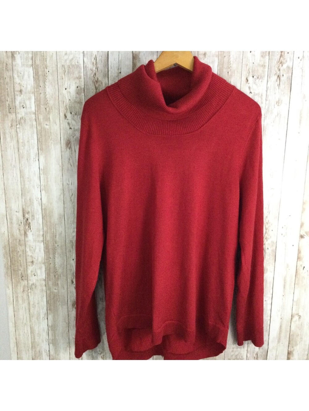 Cable & Gauge Women's Red Turtleneck Sweater Top Button Back Long Sleeve Size XL